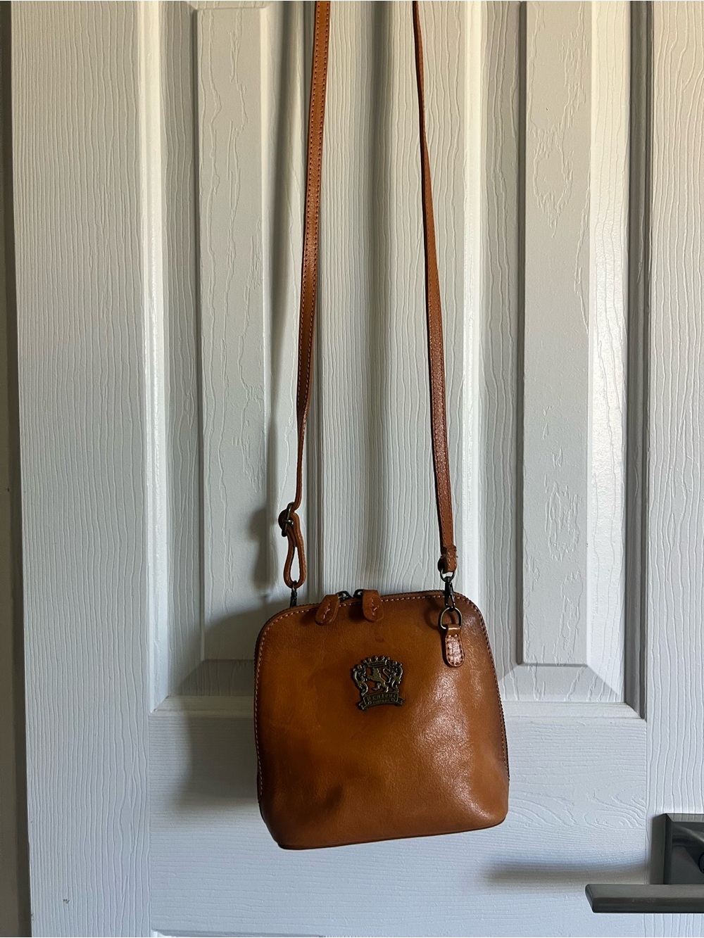Pratesi Firenze Volterra Italian Leather Crossbody Bag Cognac Brown
